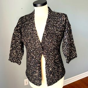 Ella Moss Black and Gold Metallic Cropped Carigan Sweater Size Small